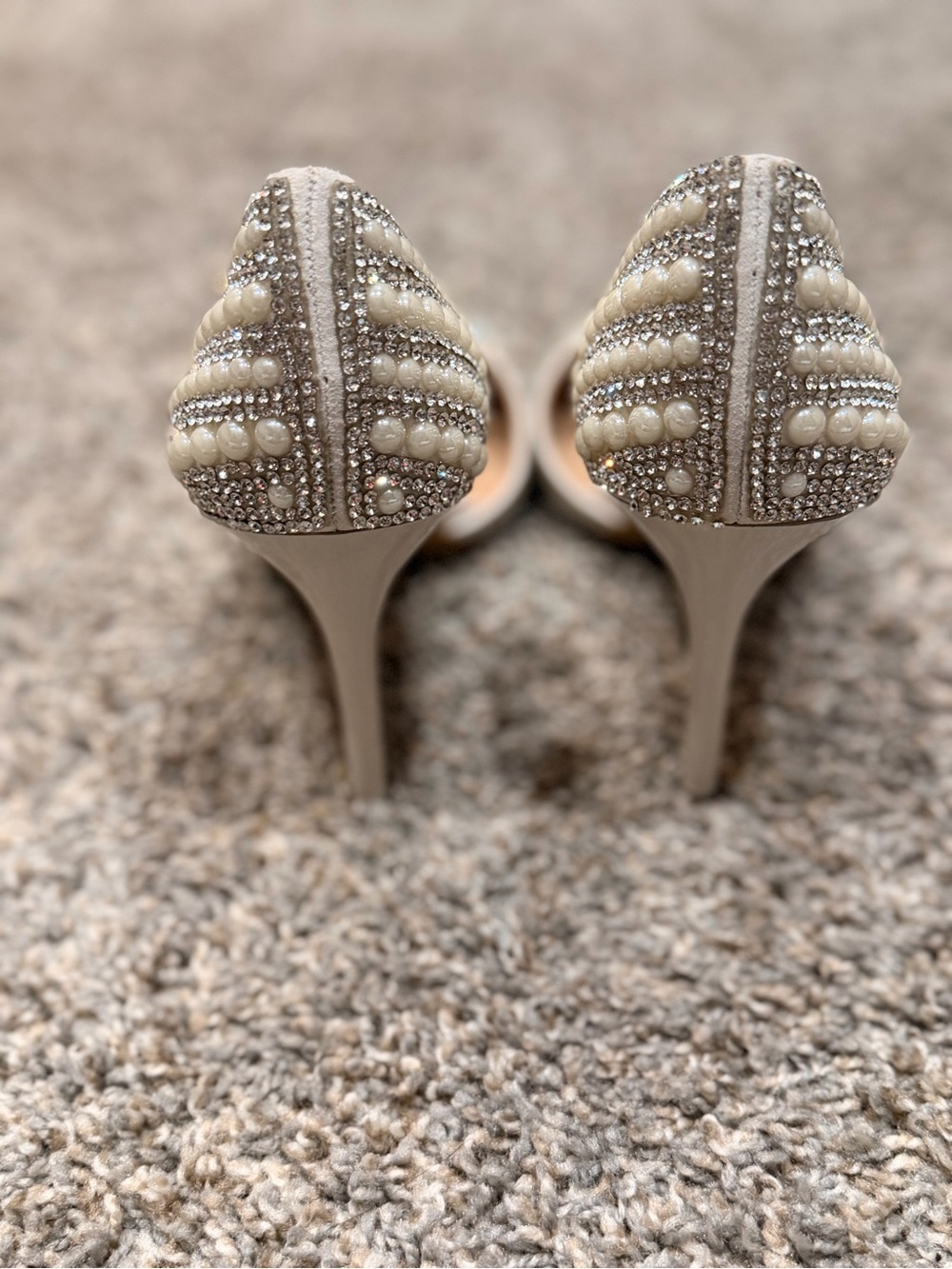 I.N.C Pearl & Crystal Embellished Pointed Toe Flats - Ivory - Picture 3 of 5